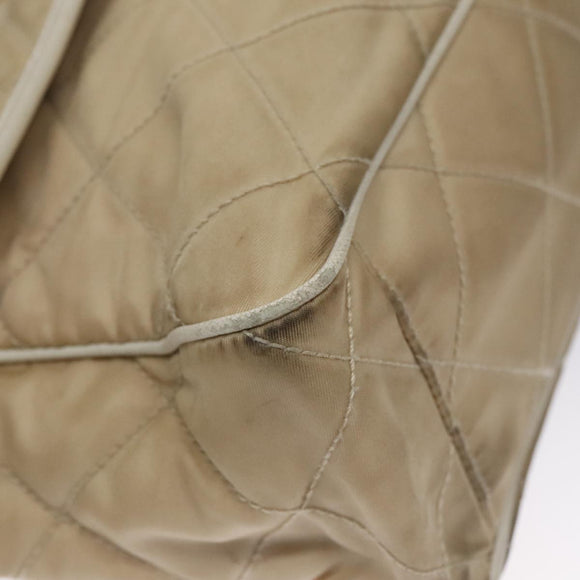 PRADA Shoulder Bag Nylon Beige Silver Auth 103773