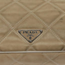 PRADA Shoulder Bag Nylon Beige Silver Auth 103773-18