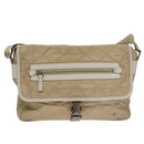 PRADA Shoulder Bag Nylon Beige Silver Auth 103773-13