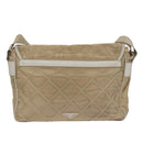 PRADA Shoulder Bag Nylon Beige Silver Auth 103773-2