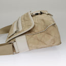 PRADA Shoulder Bag Nylon Beige Silver Auth 103773-4