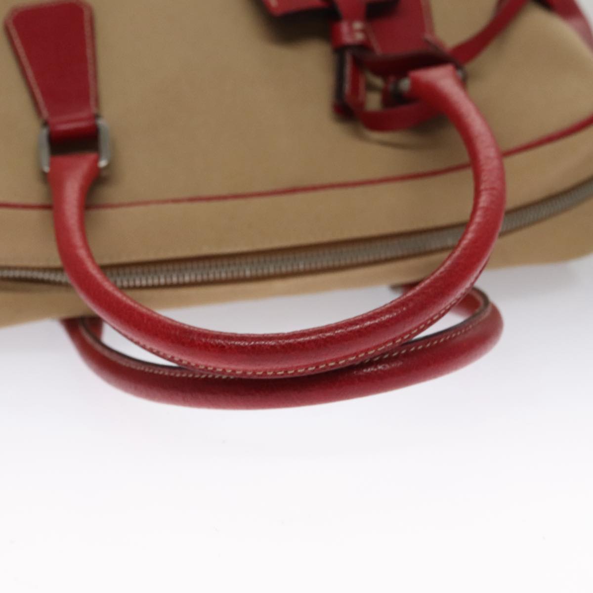 PRADA Hand Bag Canvas Beige Red Auth 103794