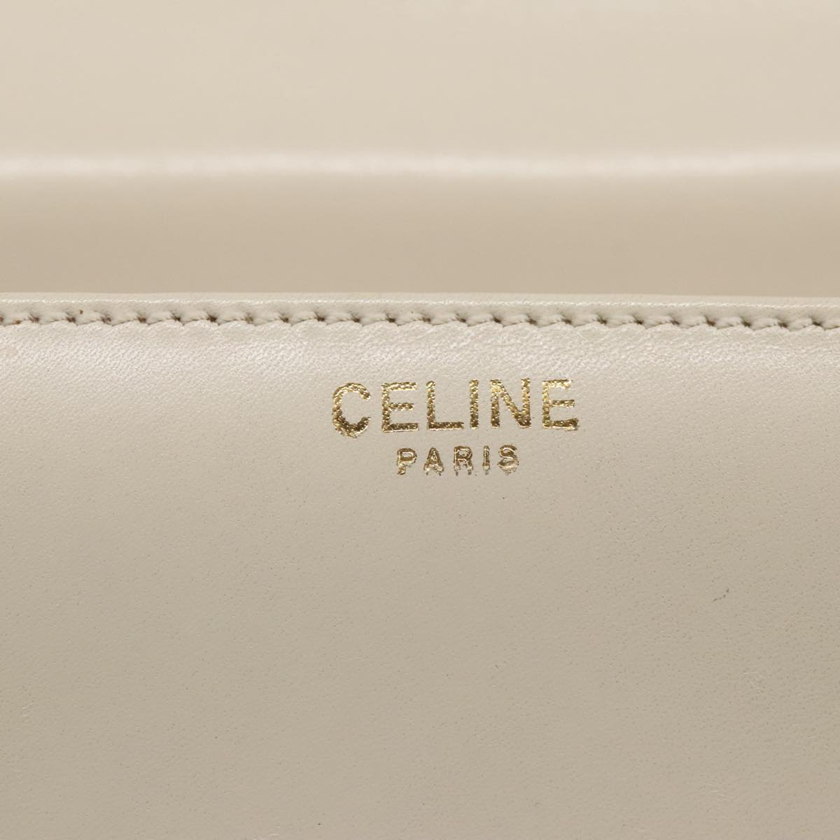 CELINE Horse Carriage Shoulder Bag Leather Beige Gold Auth 103796