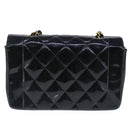 CHANEL Diana Matelasse Ketting Schoudertas Lak Zwart Goud CC Auth 103804A-2