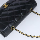 CHANEL Diana Matelasse Ketting Schoudertas Lak Zwart Goud CC Auth 103804A-6
