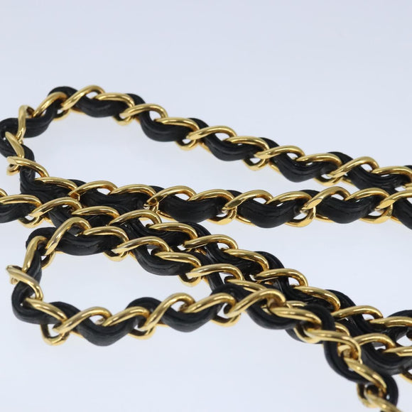 CHANEL Diana Matelasse Ketting Schoudertas Lak Zwart Goud CC Auth 103804A