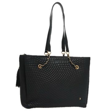 BALLY Chain Shoulder Bag Leather Black Gold Auth 103837