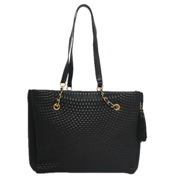 BALLY Chain Shoulder Bag Leather Black Gold Auth 103837 - 0