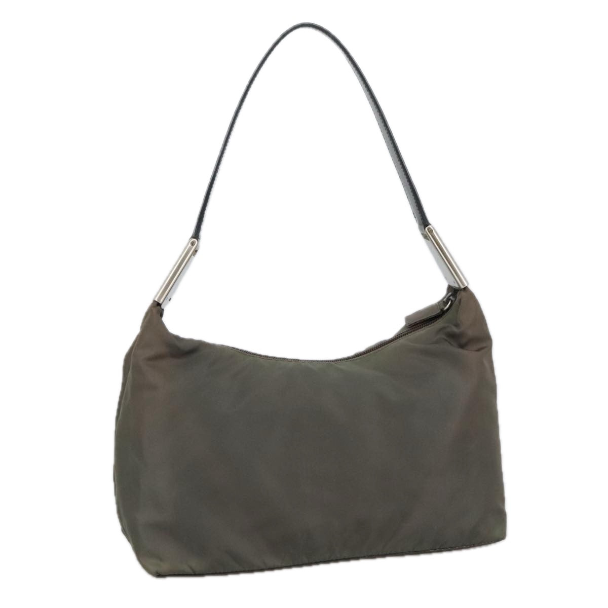 PRADA Shoulder Bag Nylon Khaki Silver Auth 103936