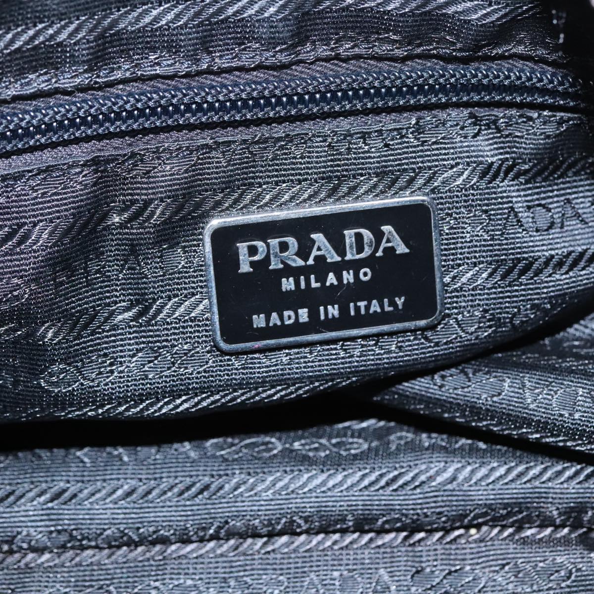 PRADA Shoulder Bag Nylon Khaki Silver Auth 103936