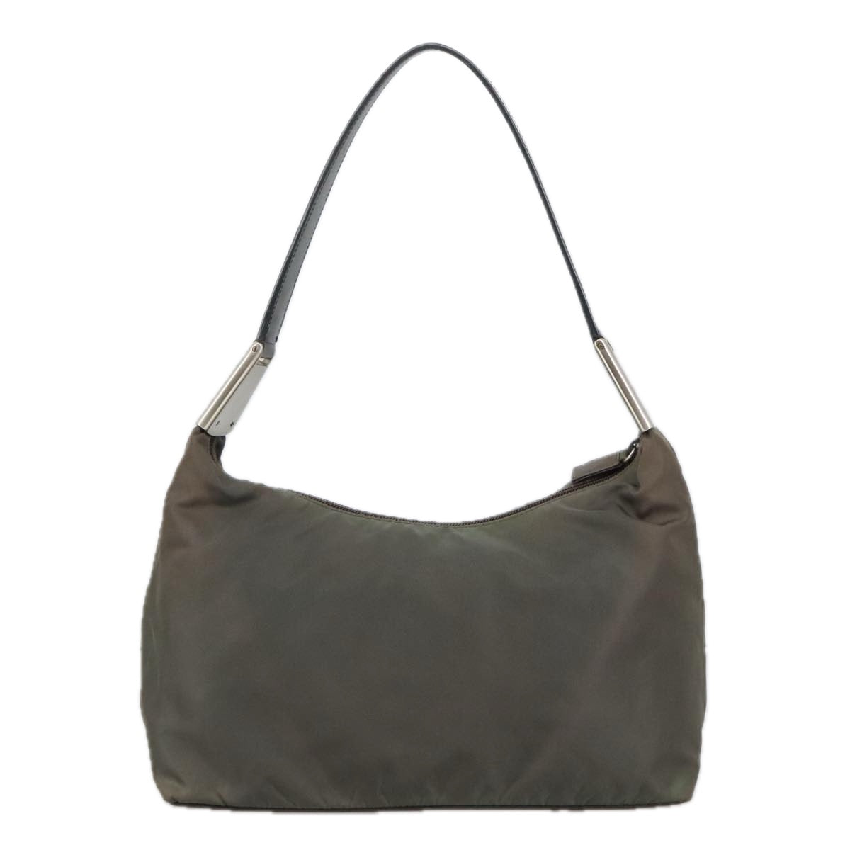 PRADA Shoulder Bag Nylon Khaki Silver Auth 103936