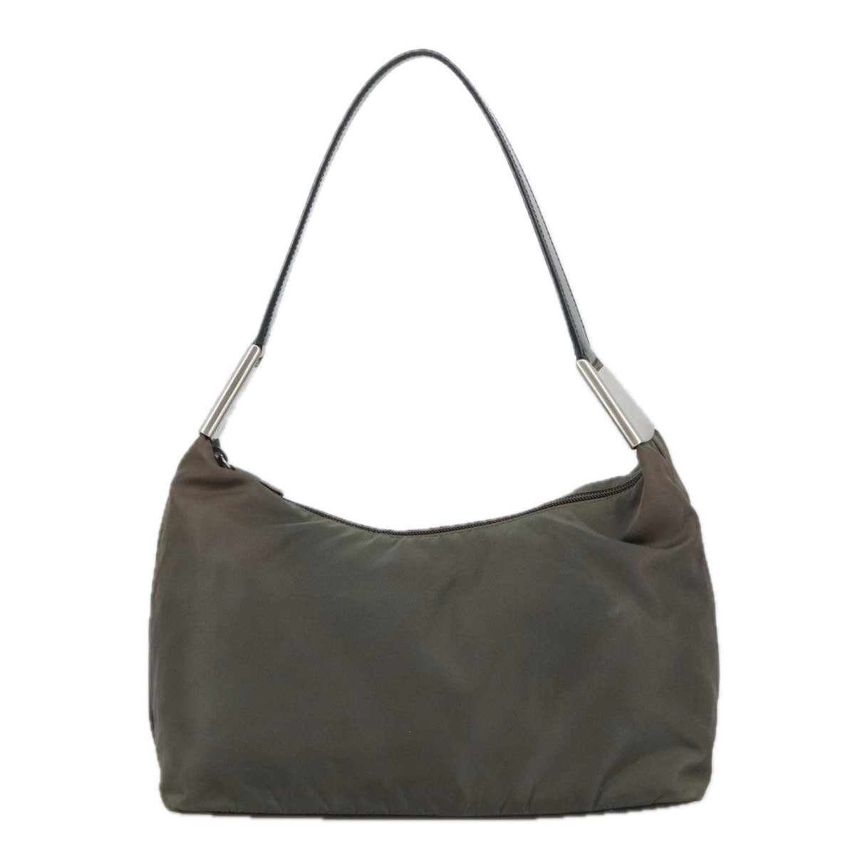 PRADA Shoulder Bag Nylon Khaki Silver Auth 103936