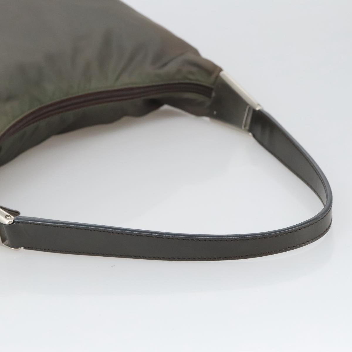 PRADA Shoulder Bag Nylon Khaki Silver Auth 103936