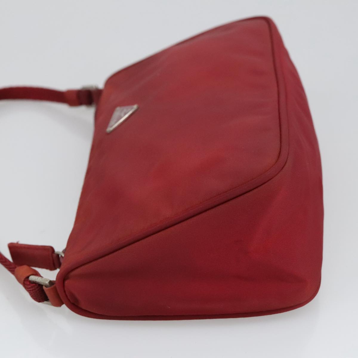 PRADA Accessory Pouch Nylon Red Silver Auth 103938