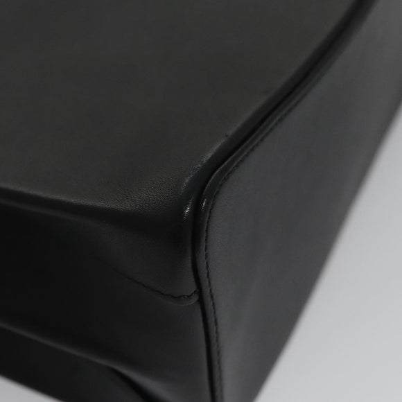 CARTIER Hand Bag Leather Black Gold Silver Auth 103956