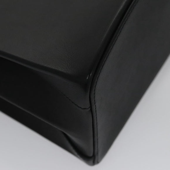 CARTIER Hand Bag Leather Black Gold Silver Auth 103956