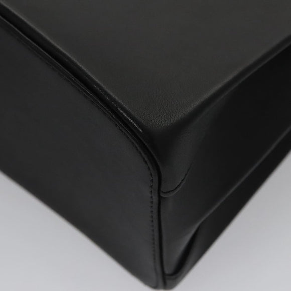 CARTIER Hand Bag Leather Black Gold Silver Auth 103956