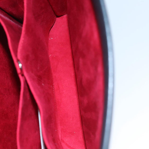 CARTIER Hand Bag Leather Black Gold Silver Auth 103956