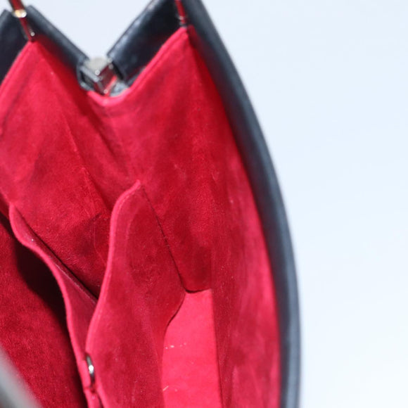 CARTIER Hand Bag Leather Black Gold Silver Auth 103956