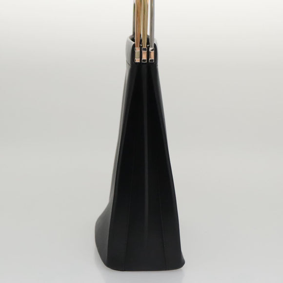 CARTIER Hand Bag Leather Black Gold Silver Auth 103956