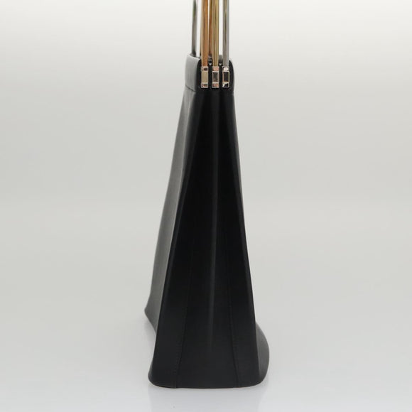 CARTIER Hand Bag Leather Black Gold Silver Auth 103956