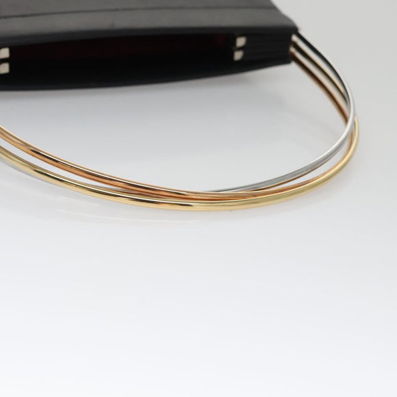 CARTIER Hand Bag Leather Black Gold Silver Auth 103956