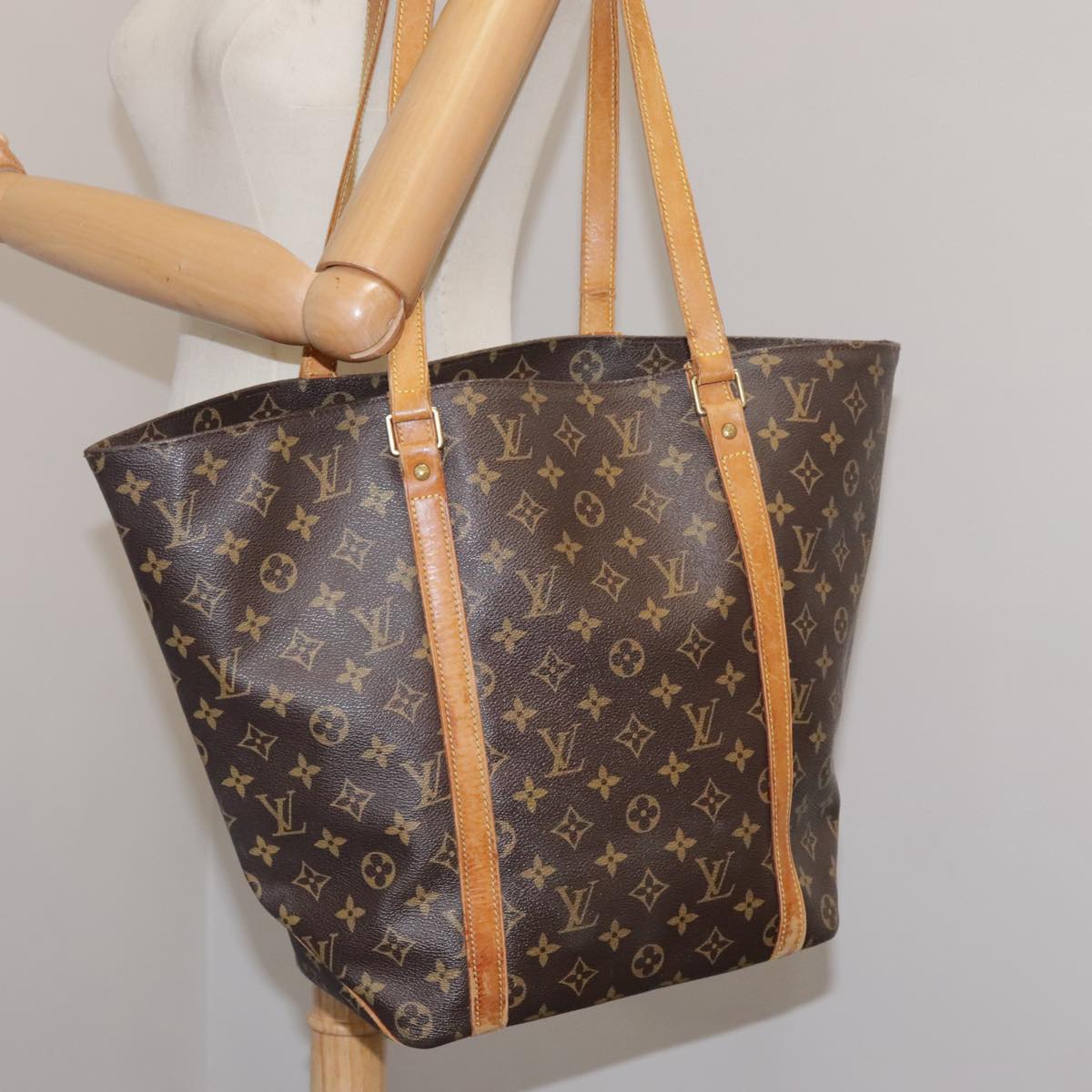 LOUIS VUITTON Monogram Sac Shopping Tote Bag M51108 LV Auth 103976