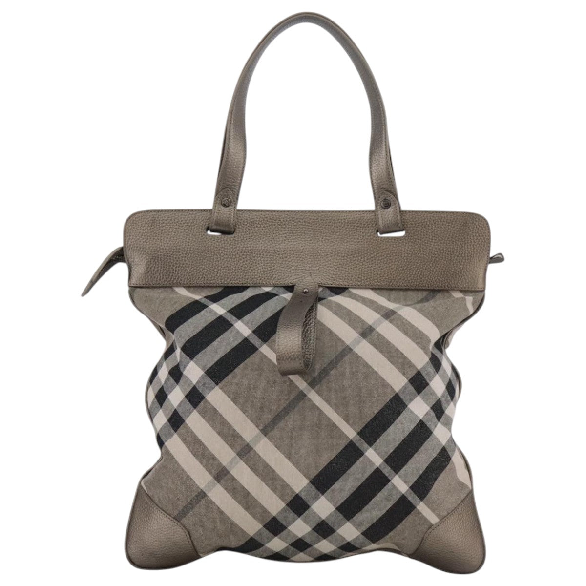 BURBERRY Nova Check Tote Bag Canvas Gray Auth 104021