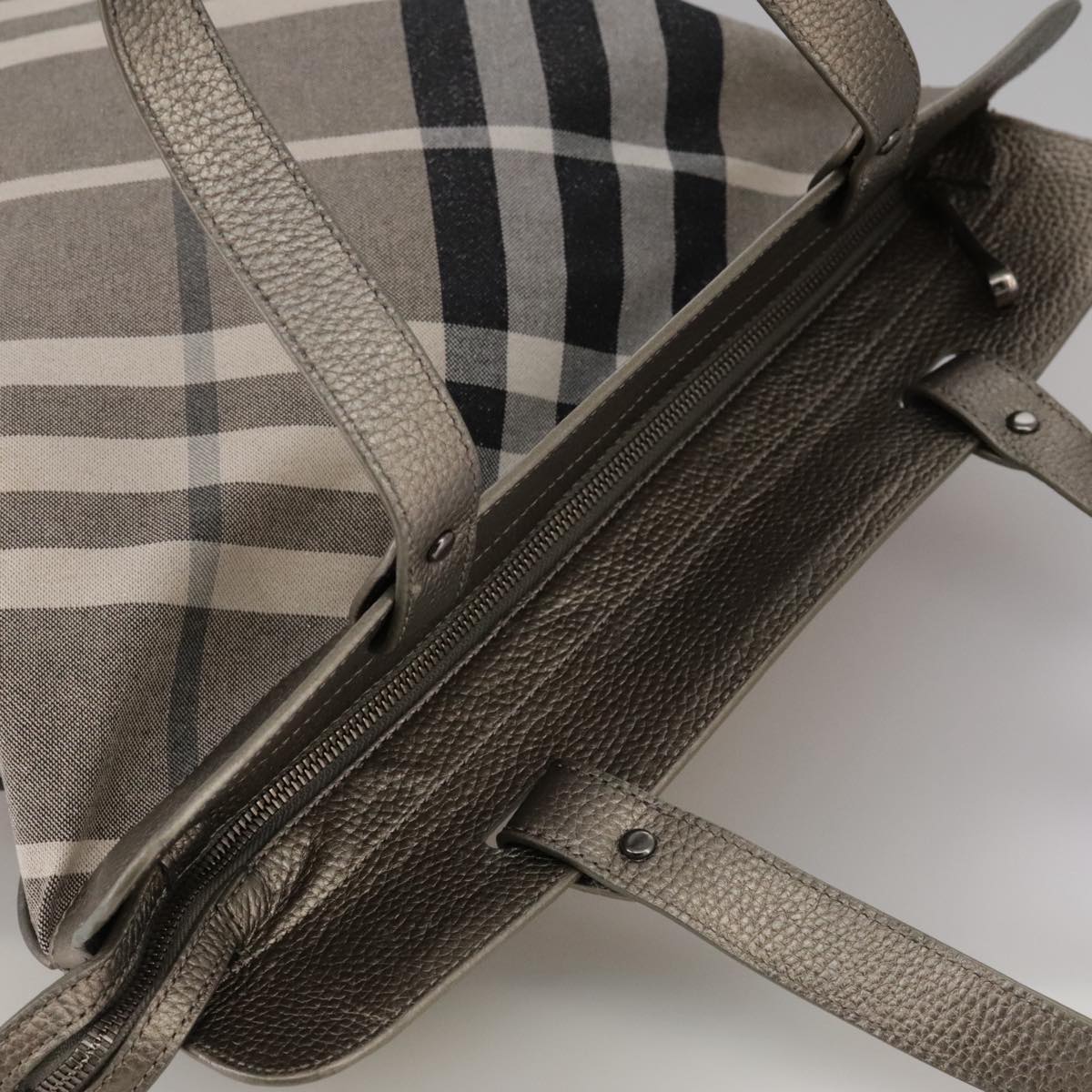 BURBERRY Nova Check Tote Bag Canvas Gray Auth 104021