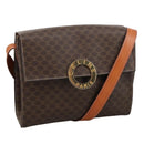 CELINE Macadam Canvas Shoulder Bag PVC Leather Brown Gold Auth 104026-1