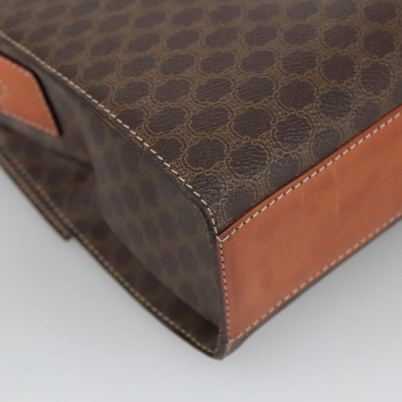 CELINE Macadam Canvas Shoulder Bag PVC Leather Brown Gold Auth 104026