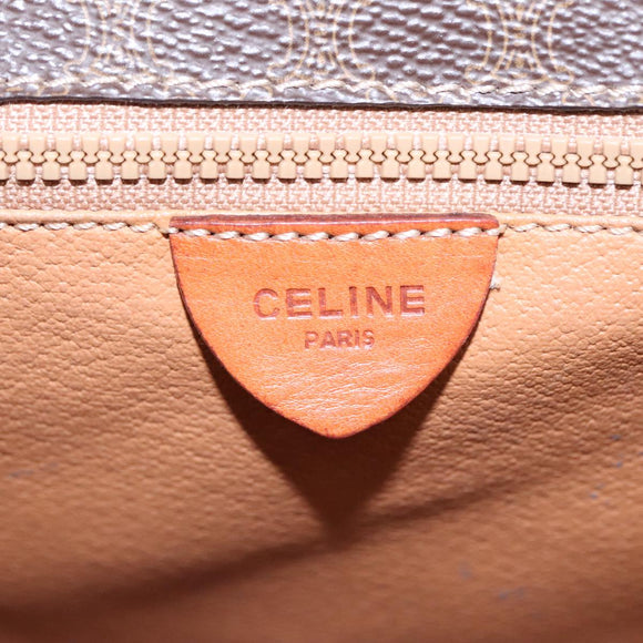 CELINE Macadam Canvas Umhängetasche PVC Leder Braun Gold Auth 104026