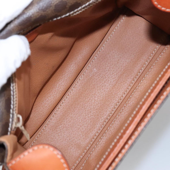 CELINE Macadam Canvas Shoulder Bag PVC Leather Brown Gold Auth 104026