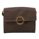 CELINE Macadam Canvas Shoulder Bag PVC Leather Brown Gold Auth 104026-13