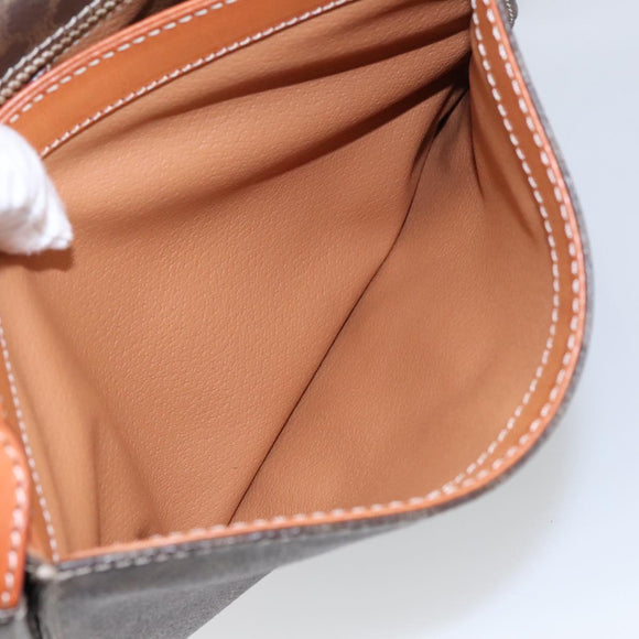 CELINE Macadam Canvas Shoulder Bag PVC Leather Brown Gold Auth 104026