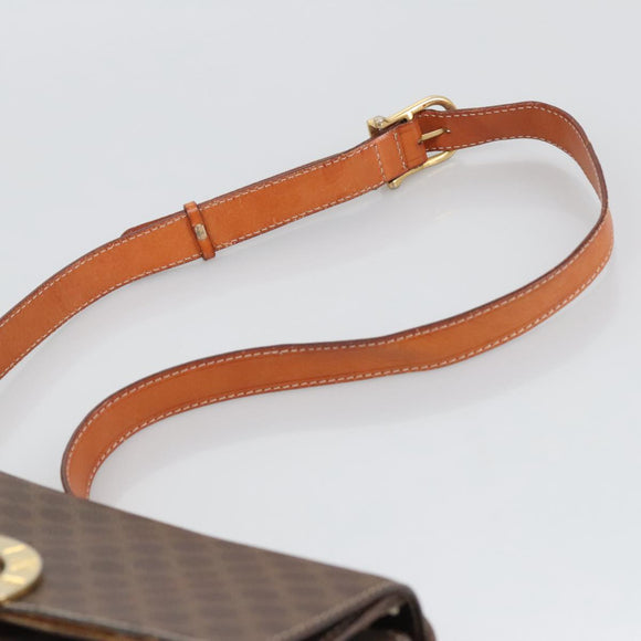 CELINE Macadam Canvas Shoulder Bag PVC Leather Brown Gold Auth 104026