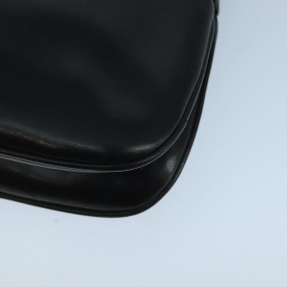 GUCCI Shoulder Bag Leather Black Gold Auth 104033