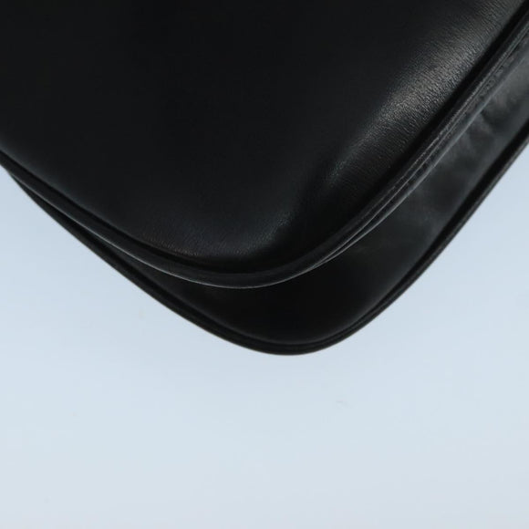 GUCCI Shoulder Bag Leather Black Gold Auth 104033