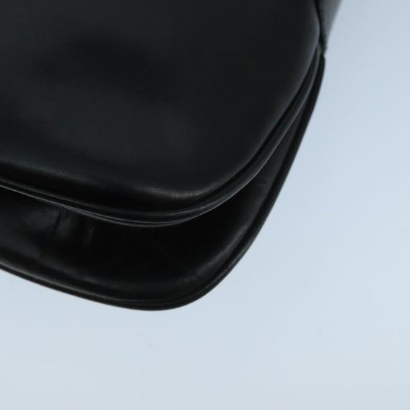 GUCCI Shoulder Bag Leather Black Gold Auth 104033