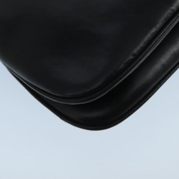 GUCCI Shoulder Bag Leather Black Gold Auth 104033