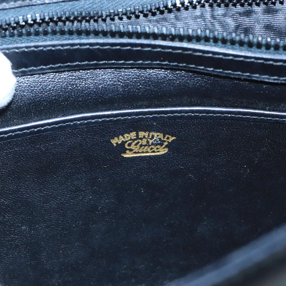 GUCCI Shoulder Bag Leather Black Gold Auth 104033
