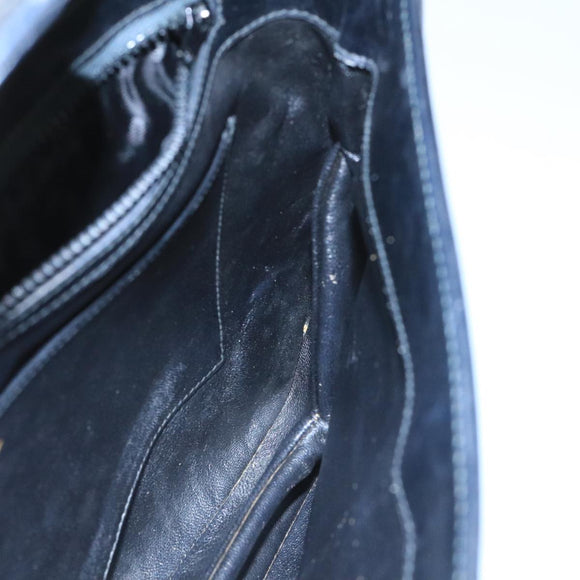 GUCCI Shoulder Bag Leather Black Gold Auth 104033