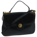 GUCCI Shoulder Bag Leather Black Gold Auth 104033-1