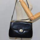 GUCCI Shoulder Bag Leather Black Gold Auth 104033-20