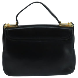 GUCCI Shoulder Bag Leather Black Gold Auth 104033 - 0