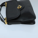 GUCCI Shoulder Bag Leather Black Gold Auth 104033-4