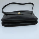 GUCCI Shoulder Bag Leather Black Gold Auth 104033-5