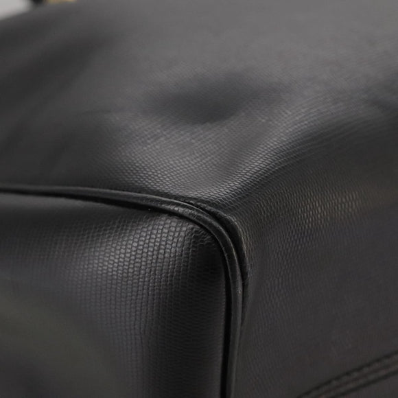 CELINE Hand Bag Leather Black Gold Auth 104068