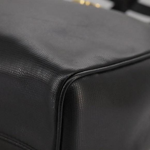 CELINE Hand Bag Leather Black Gold Auth 104068