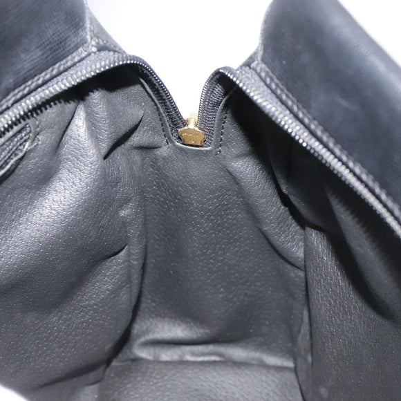 CELINE Hand Bag Leather Black Gold Auth 104068